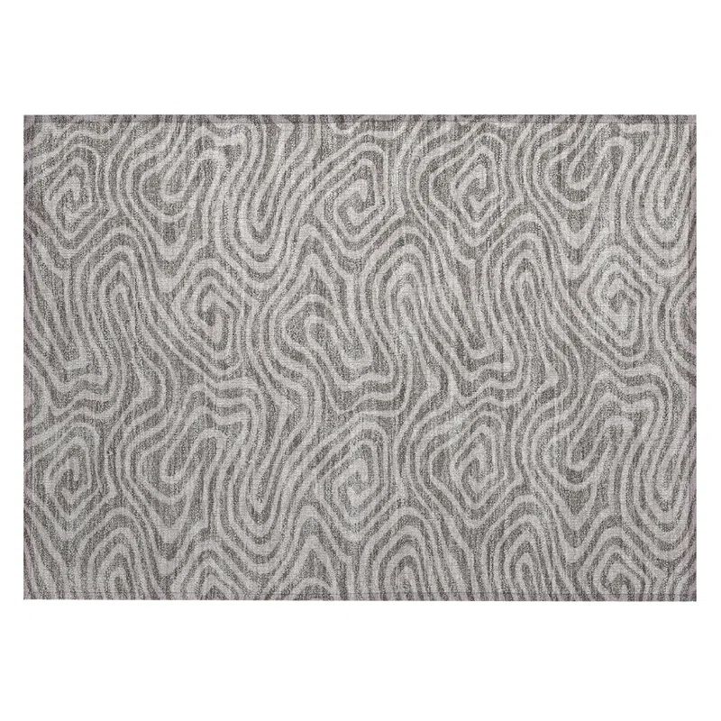 Taupe Rectangular Washable Non-Slip Synthetic Rug