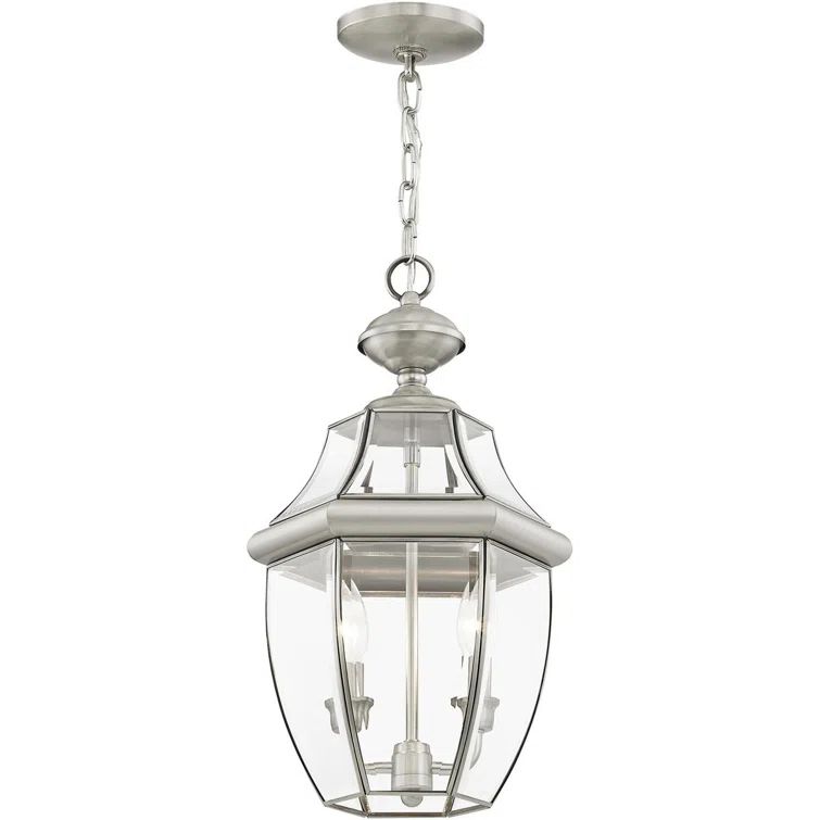 Monterey 19" Brushed Nickel Glass Outdoor Pendant Lantern