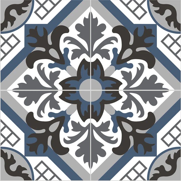 Jetcoat 60-in White and Gray Encaustic Tile-Look Shower Panel Kit