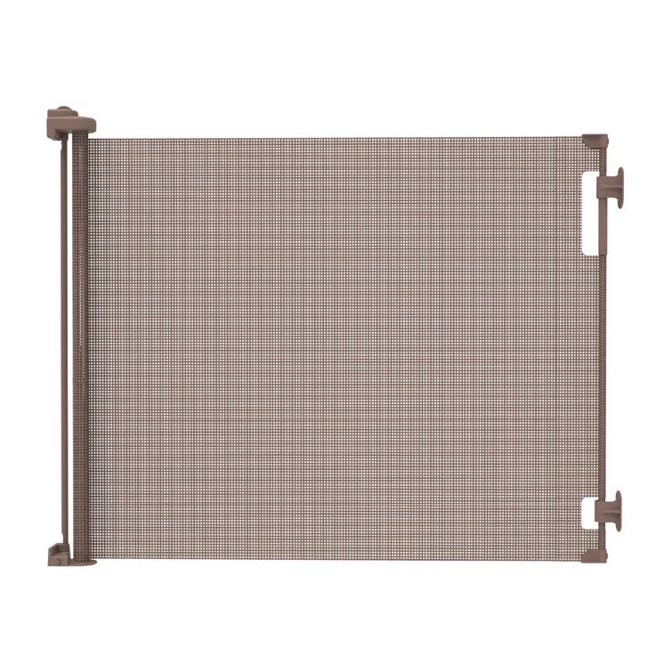 Brown Retractable Stairway Pet Safety Gate with Mesh Fabric