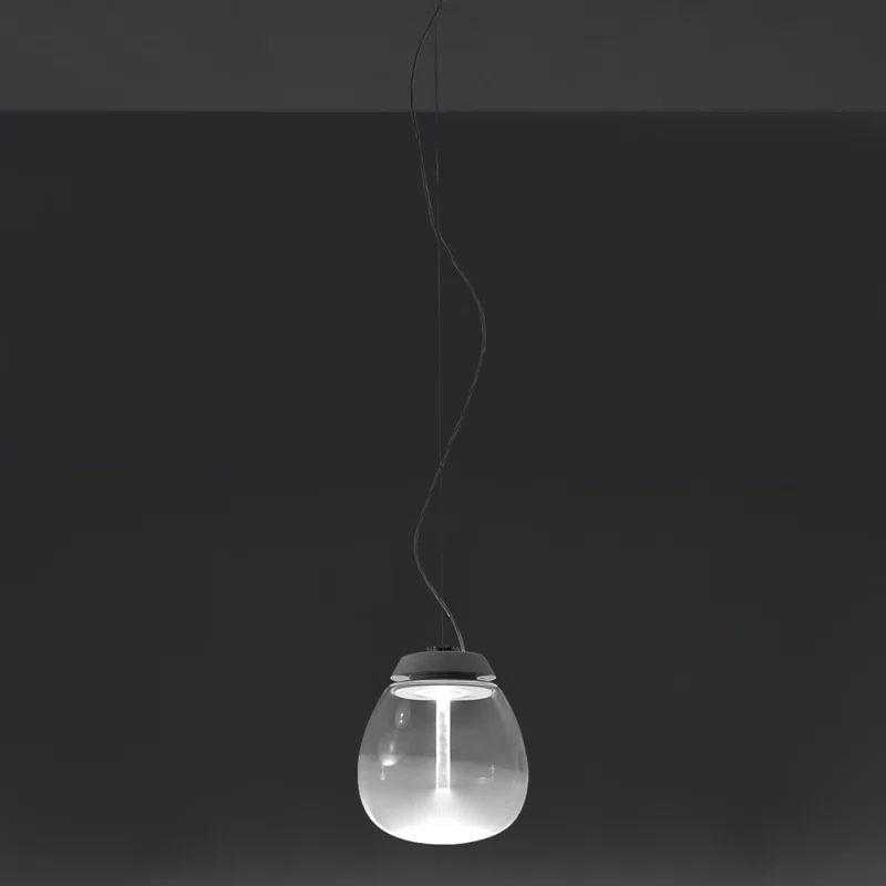 Medium White Glass LED Dimmable Pendant Light