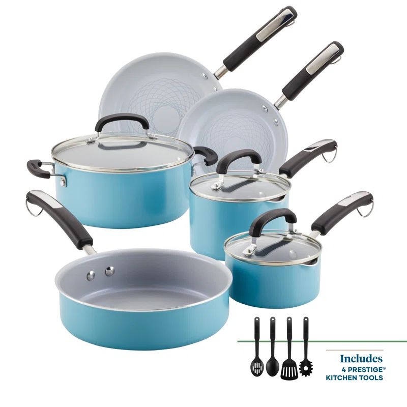 Eco Advantage 13-Piece Turquoise Aluminum Nonstick Cookware Set
