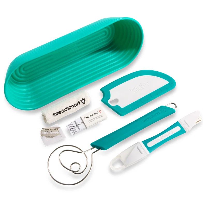 Teal Stainless Steel Artisan Bread Making Kit with Cotton Liner