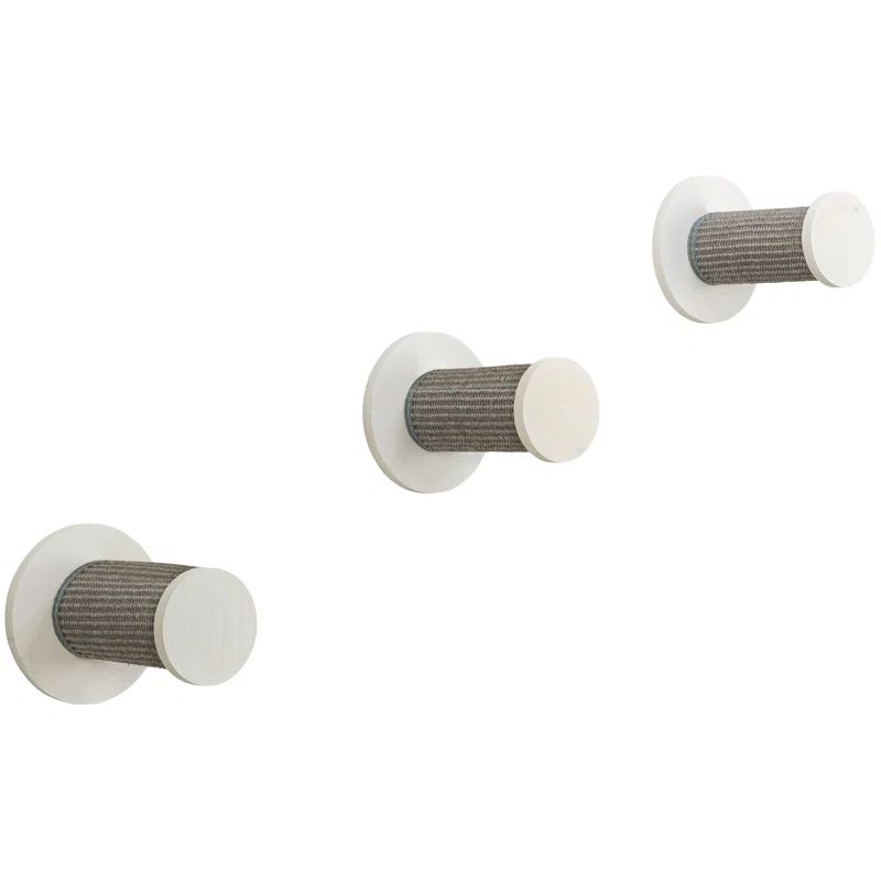 White and Gray Sisal Wall Mounted Cat Climbing Steps