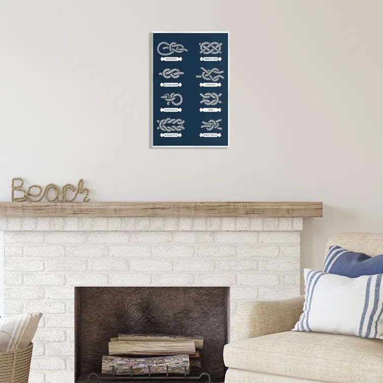 Nautical Diagram Coastal Wall Plaque Art in Blue and White