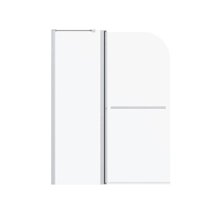Chrome Frameless Hinged Bathtub Shower Door with Clear Tempered Glass