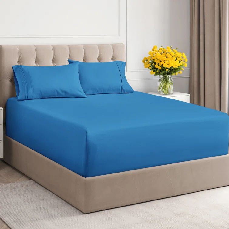 Denim Blue Twin XL Deep Pocket Microfiber Sheet Set