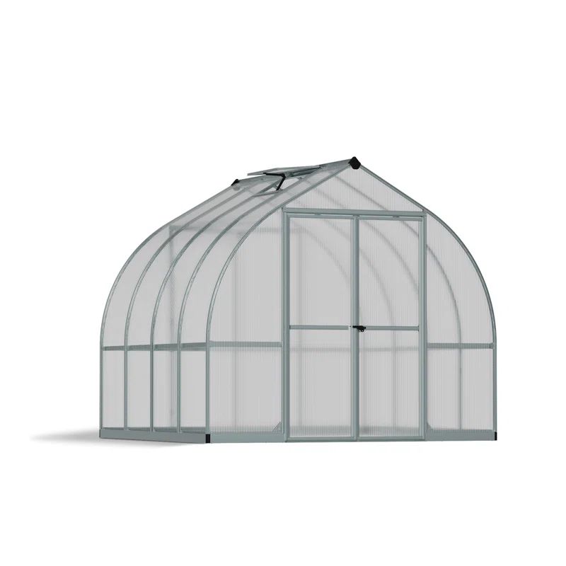 Bella 8' x 8' Silver Polycarbonate Aluminum Greenhouse