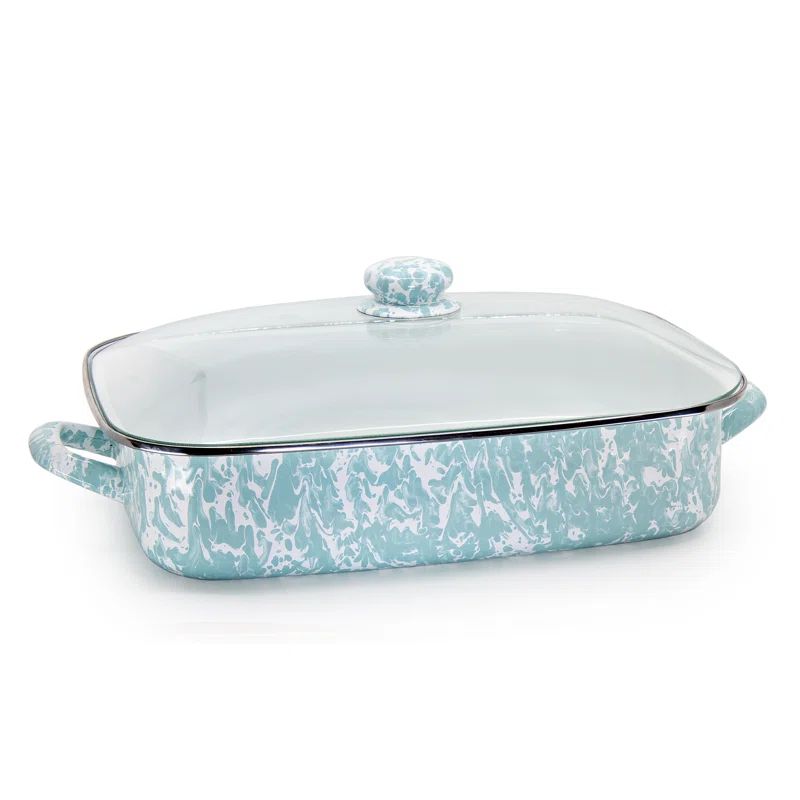 Sea Glass 10.5qt Non-Stick Rectangular Roasting Pan with Lid