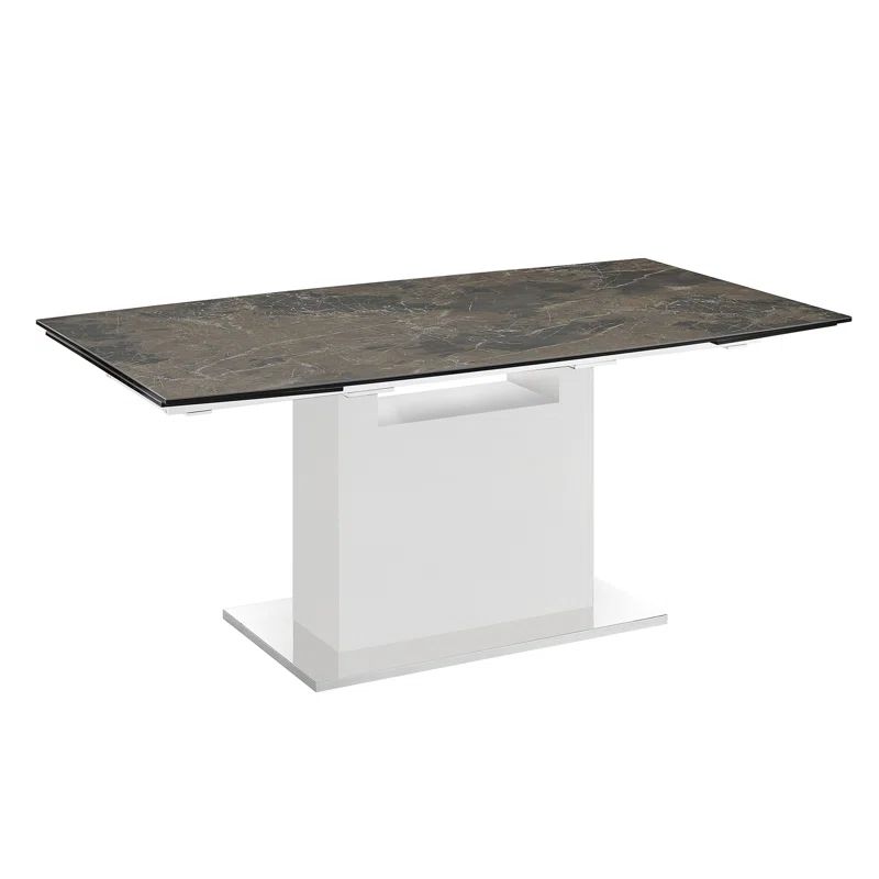 Olivia Extendable Brown and White Glass Dining Table