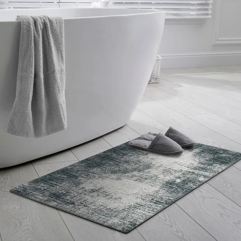 Rylee Transitional Black Chenille 1'8" x 2'6" Non-Skid Accent Rug