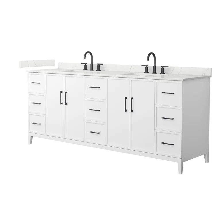 Elan 84'' White Double Vanity with Quartz Top