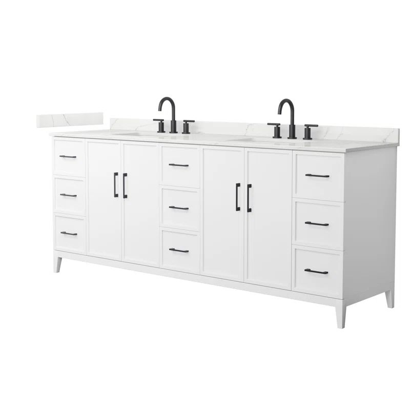 Elan 84'' White Double Vanity with Quartz Top