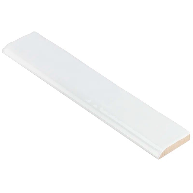Brookline White 2x10 Polished Ceramic Bullnose Tile