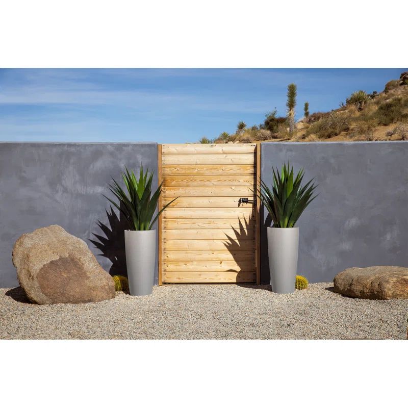 Selena Modern Textured 28" Gray Plastic-Stone Planter
