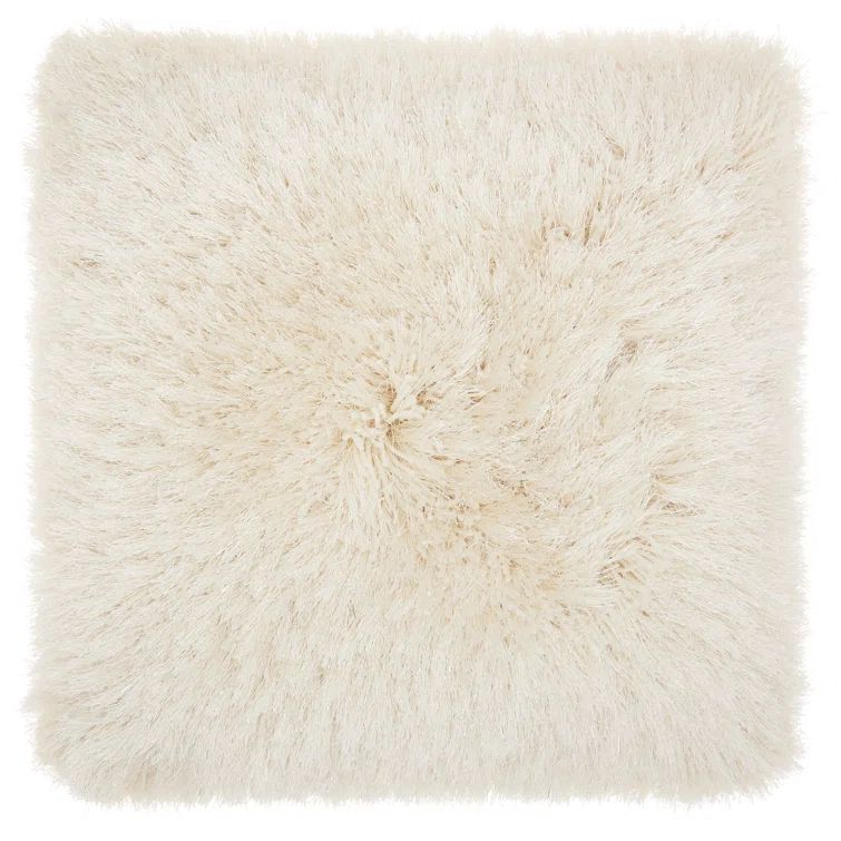 Cream Shag 20" Square Polyester Throw Pillow Set
