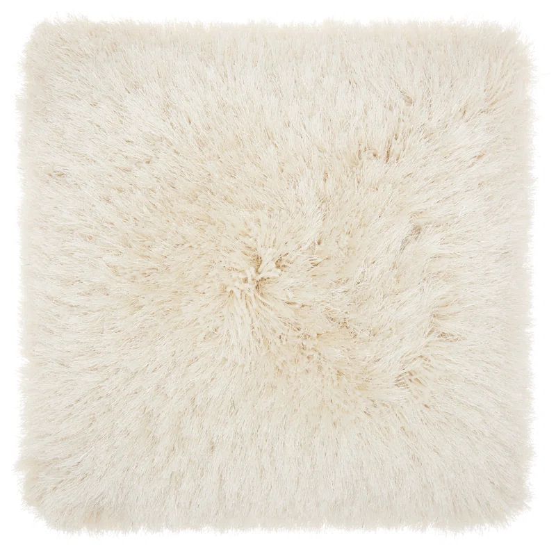Cream Shag 20" Square Polyester Throw Pillow Set