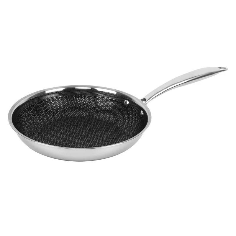 9.5" Silver Stainless Steel Non-Stick Frying Pan