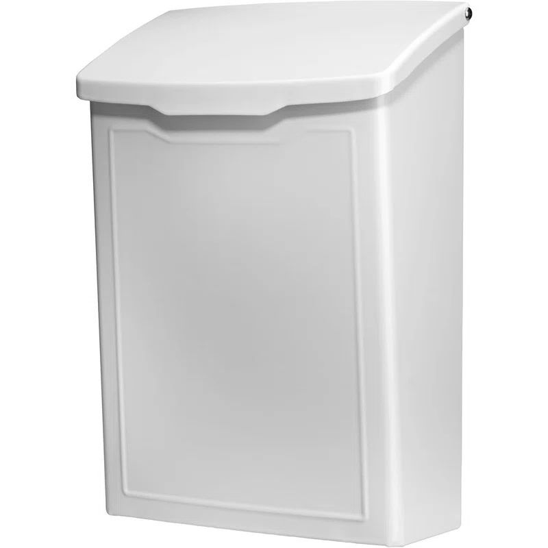 White Steel Modern Wall Mount Mailbox, Small