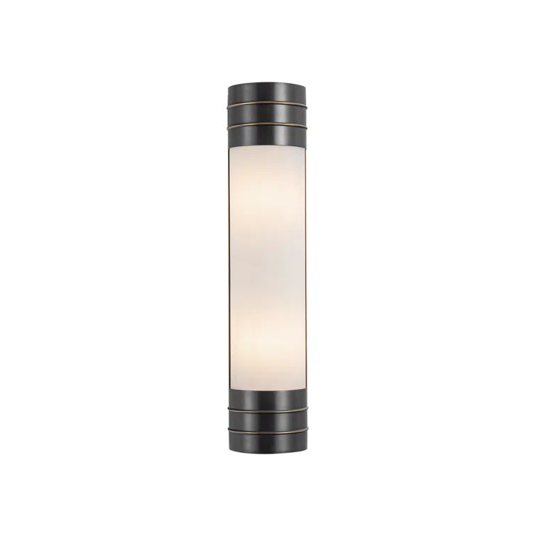 Urban Bronze Dimmable Geometric Vanity Light with Matte Opal Glass
