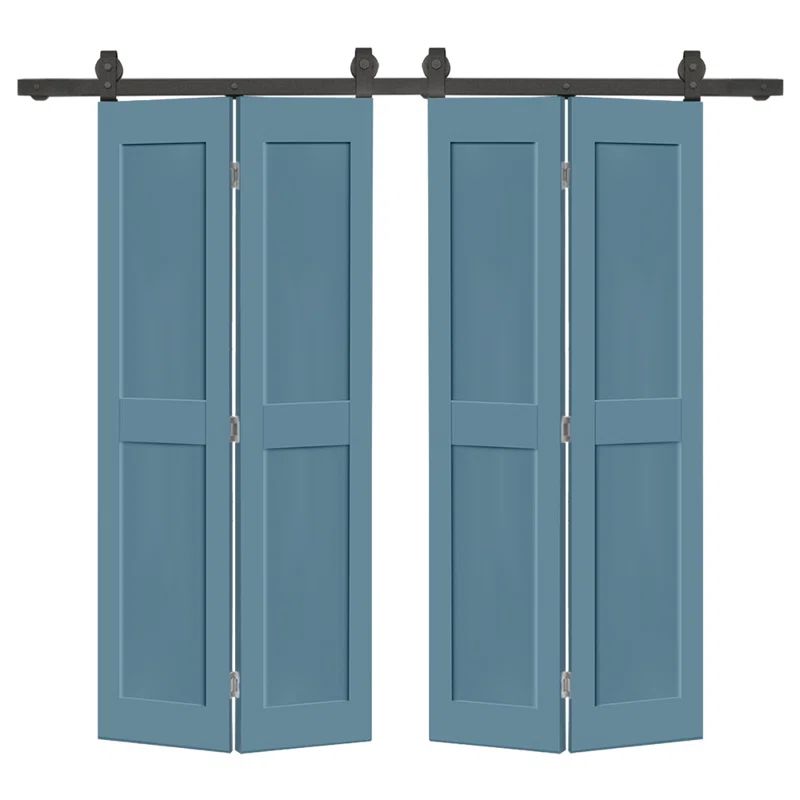 Dignity Blue MDF Double Bifold Barn Door with Black Hardware
