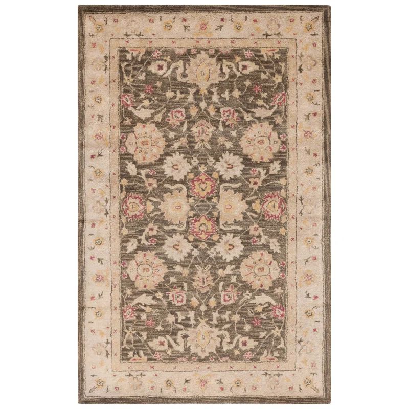 Olive Grey and Beige Hand-Tufted Wool Runner Rug