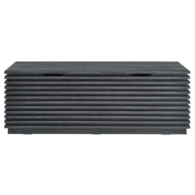 Charcoal Wood Grain Mid-Century Storage Bench