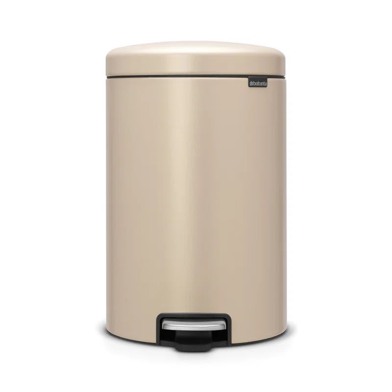 Champagne Polypropylene Round Step-On Trash Can, 3.2 Gallon
