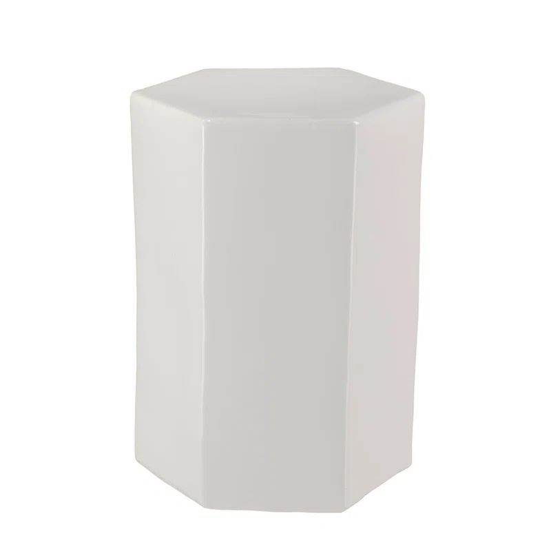 White Ceramic Hexagonal Side Table