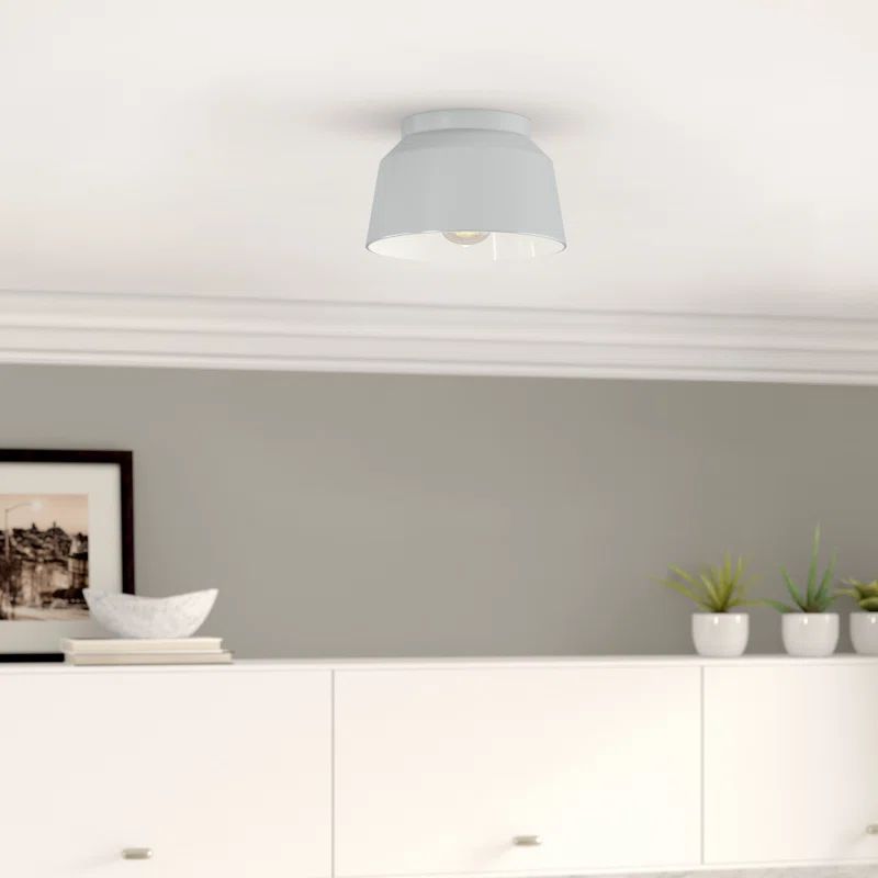 Dove Grey Aluminum LED Mid-Century Modern Flush Mount