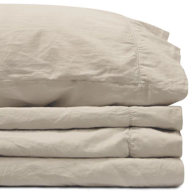 Twin Flax Linen Cotton Sateen Sheet Set