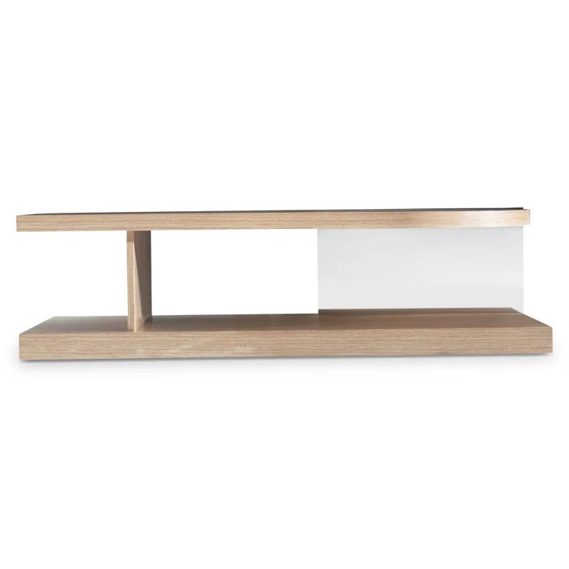Transitional Modulum Wood Coffee Table in Brown