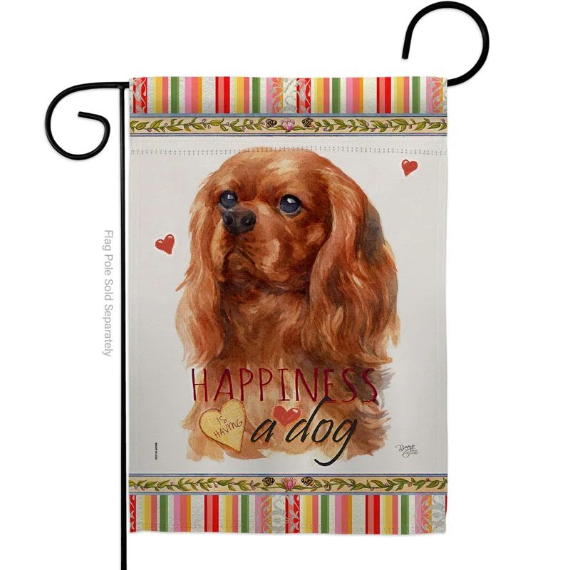 Ruby Cavalier King Spaniel Happiness Double-Sided Garden Flag