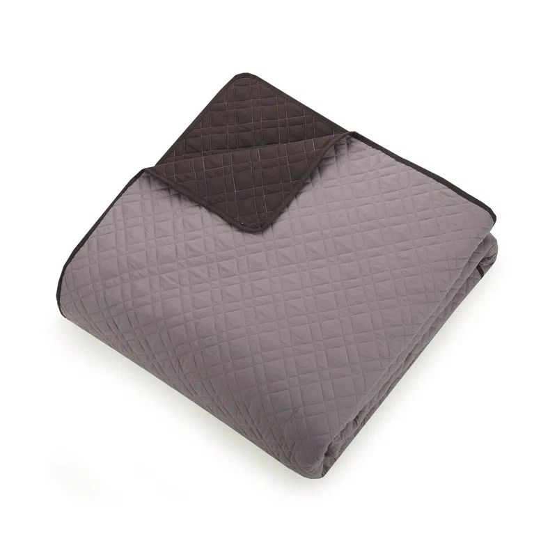 Full Gray Reversible Microfiber Kids Quilt Set