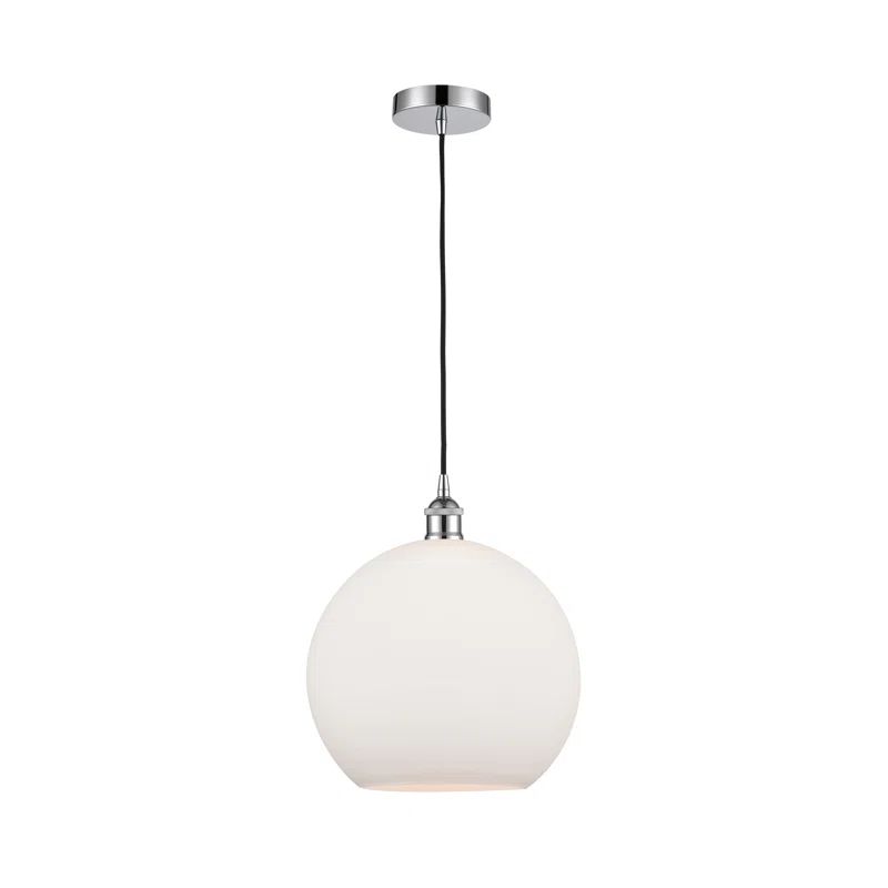 Edison Matte White Globe Mini Pendant in Polished Chrome