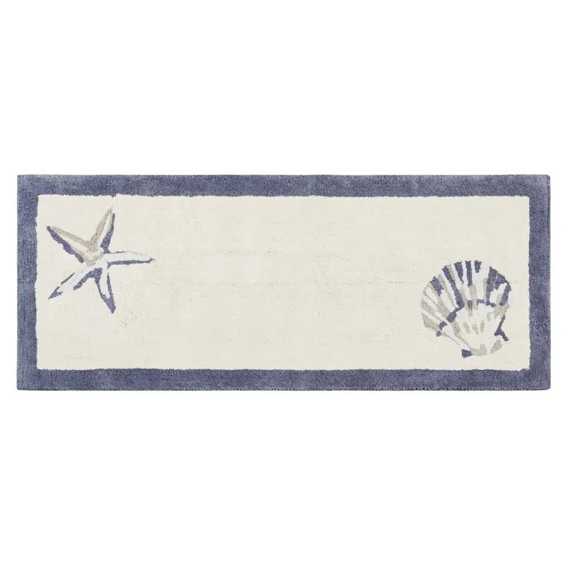 Bayside Blue and Taupe Cotton Tufted Bath Rug Set