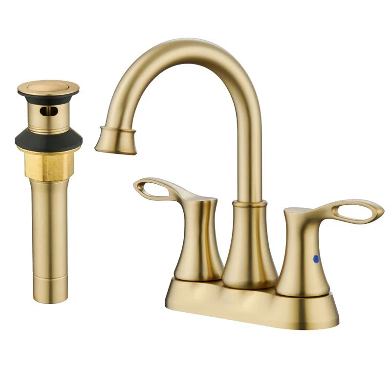 Brushed Gold Stainless Steel 4-Inch Centerset Bathroom Faucet