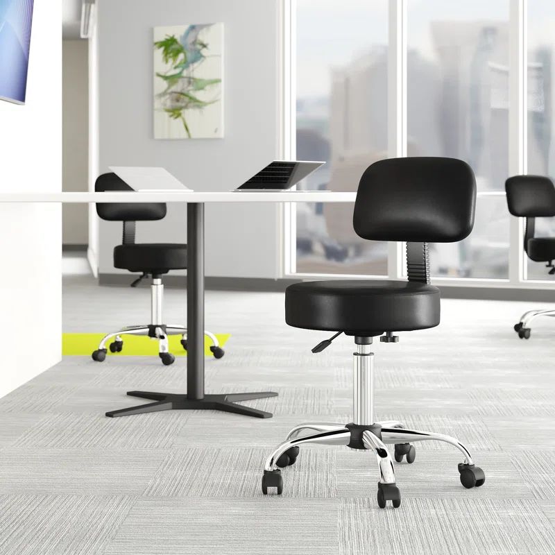 ErgoComfort Adjustable Black Vinyl Swivel Chair with Chrome Star Base