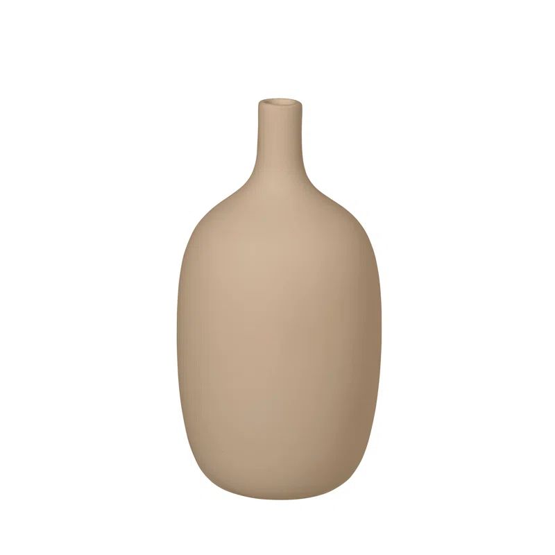 Khaki Ceramic Table Vase with Narrow Mouth, 8.3"