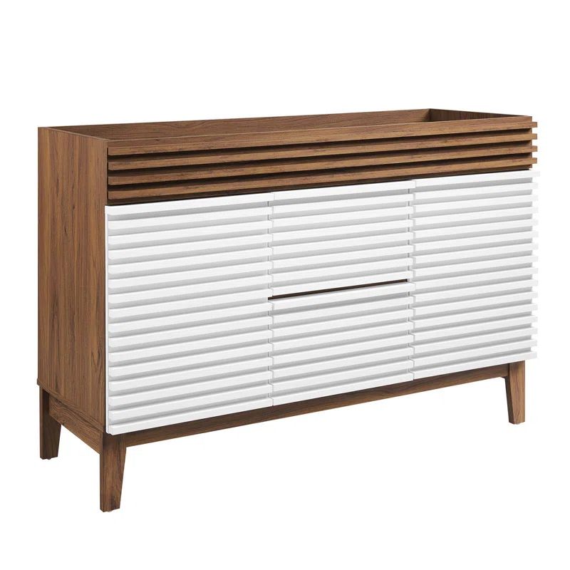 Render 47" White Walnut Mid-Century Modern Bathroom Vanity Base