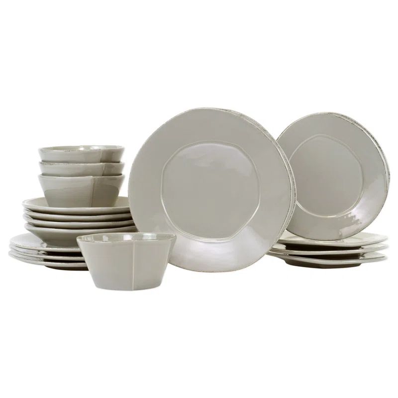 Gray Ceramic 16-Piece Dinnerware Set for Four