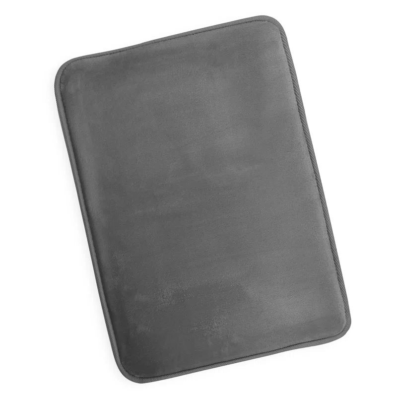 Charcoal Gray Small Velvet Memory Foam Bath Rug