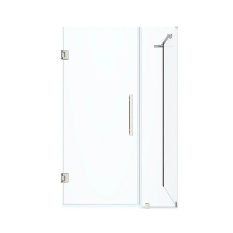 Tampa-Pro 35" W x 72" H Frameless Corner Shower Kit with Satin Nickel Finish