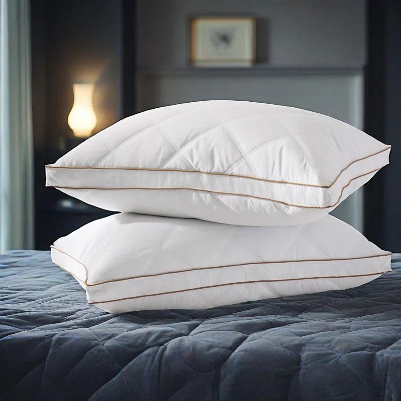 White Goose Feather and Down Hypoallergenic Pillows, Set of 2