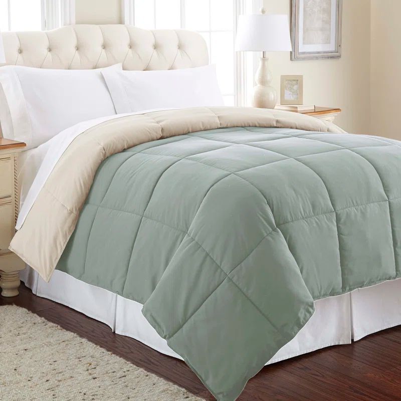 Dusty Sage and Almond Reversible Full Comforter Set