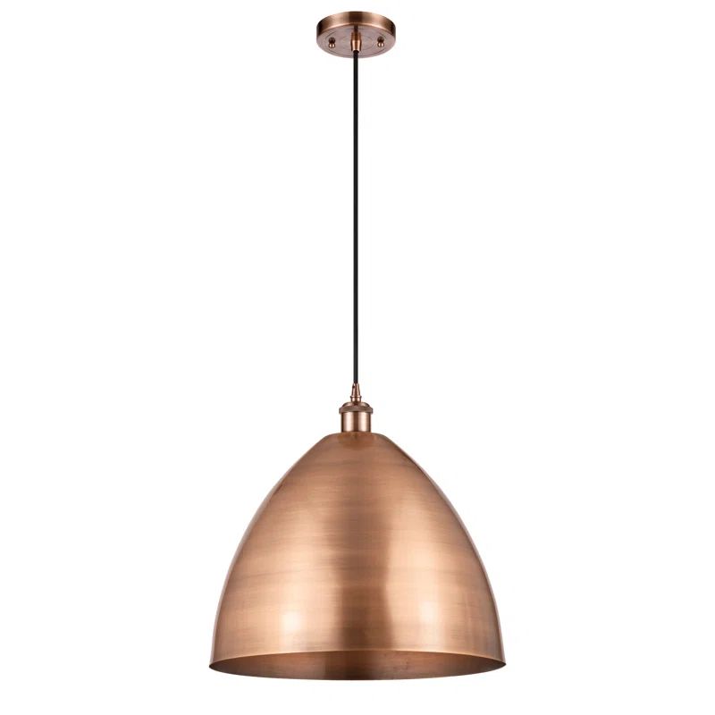 Matte Black and Antique Copper 18.75'' Mini Pendant Light