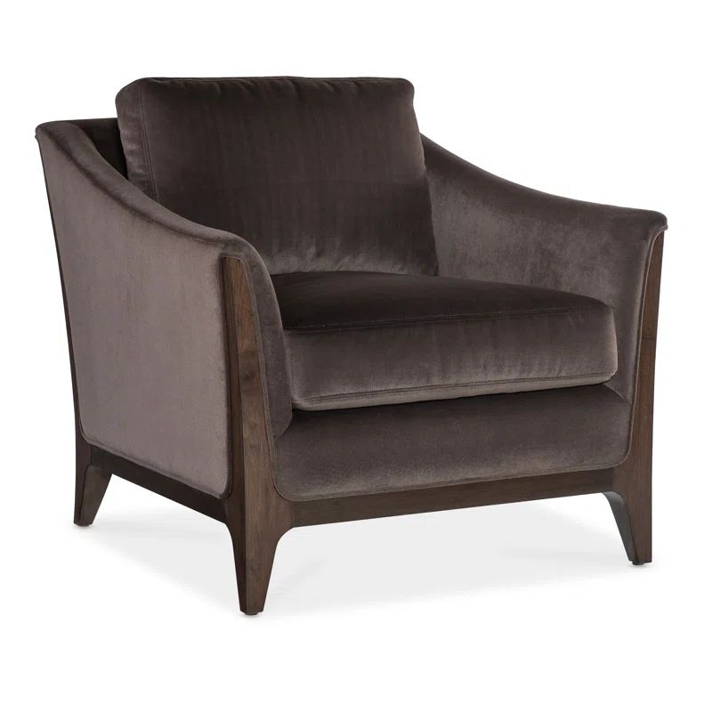 Sophia Mid-Century Brown Leather and Wood Armchair