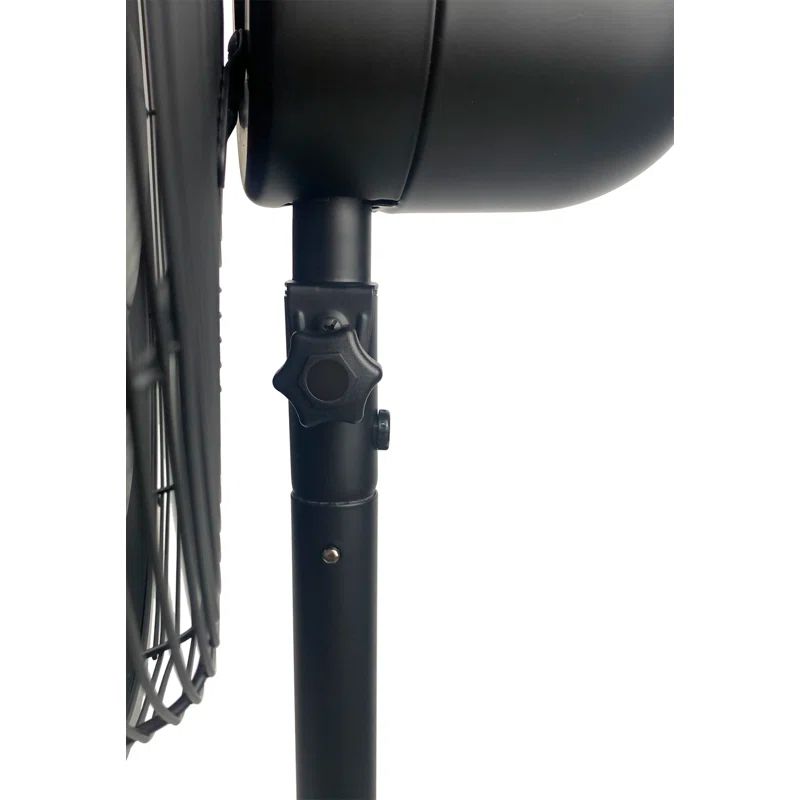 Matte Black 16" Retro Oscillating Pedestal Fan with Adjustable Height