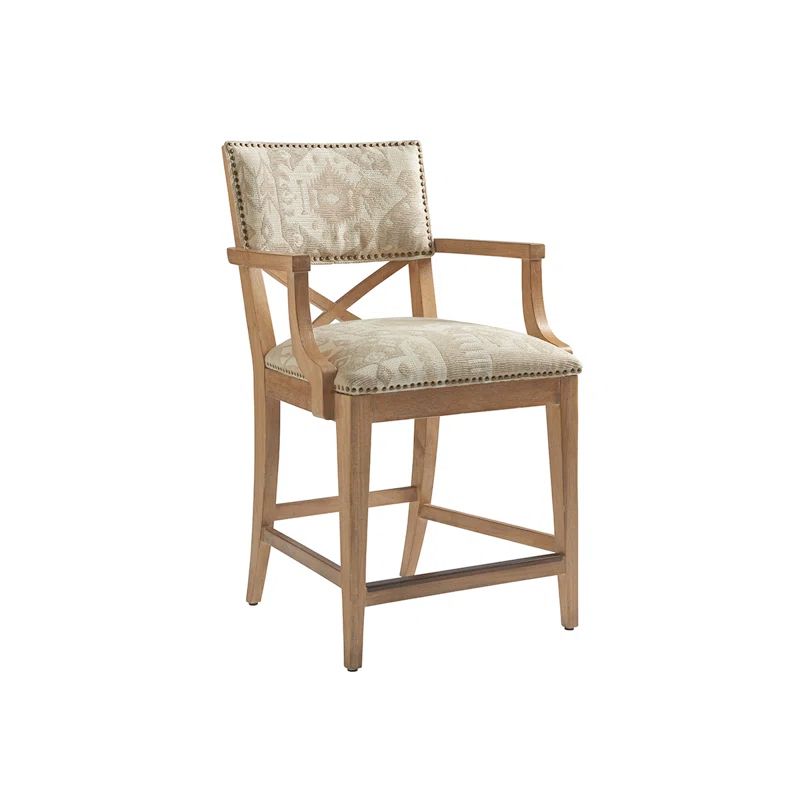 Traditional White Wood and Acrylic Counter Stool with Footrest