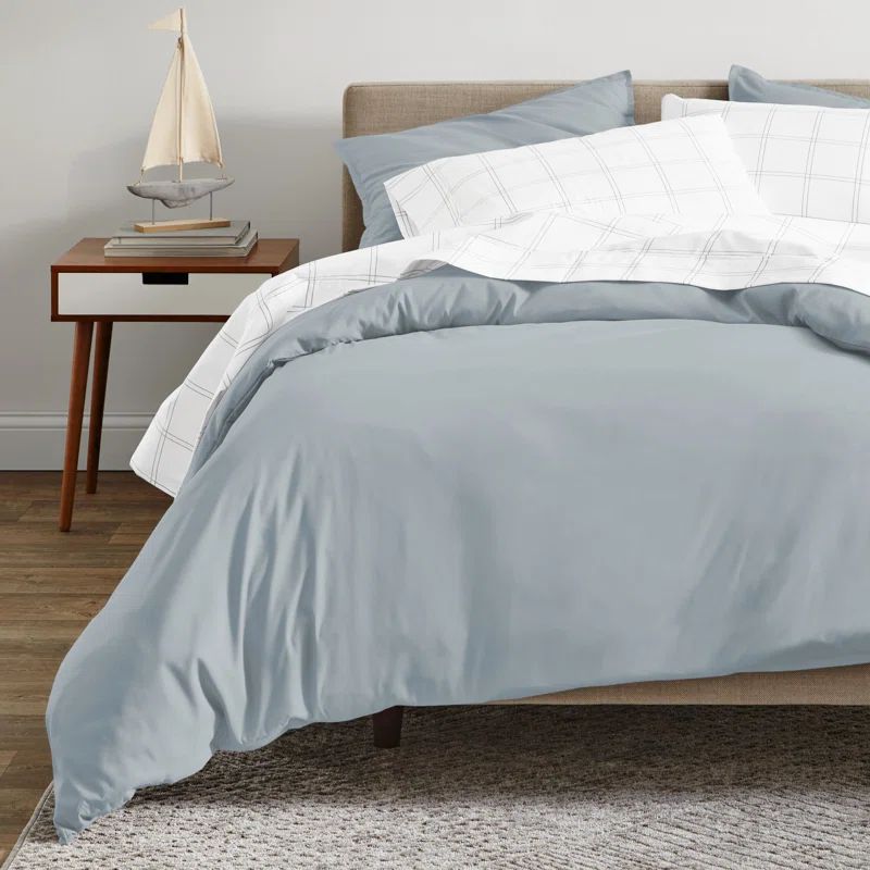 Dusty Blue Organic Cotton Full/Queen Duvet Cover Set